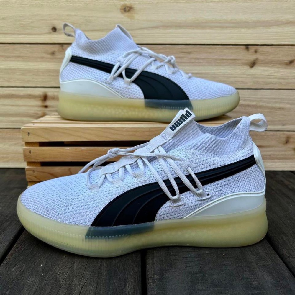 Flyknit SAMPLE Puma Clyde Court Pure White Sneakers Trainers Basketball Shoes